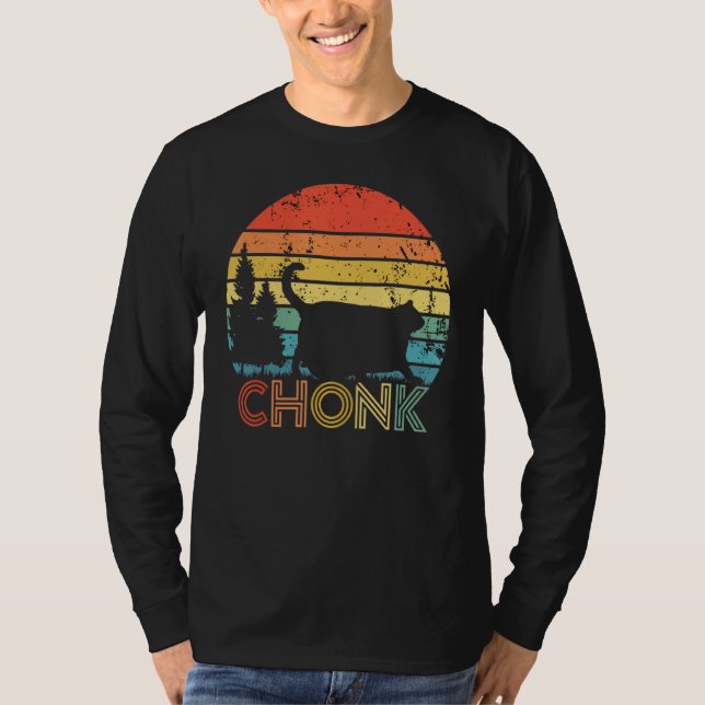 Camiseta Meme de la escala del gato Chonk estilo retro de g (Anverso)