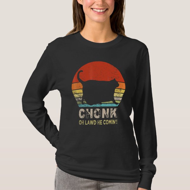 Camiseta Meme de la escala del gato Chonk Memes de los gato (Anverso)