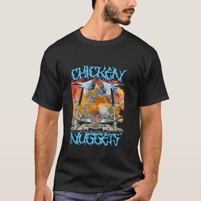 Camiseta Meme de llamas hardcore bootleg de nugget de pollo (Anverso)