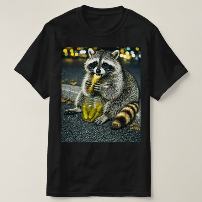Camiseta Meme de mapache divertido comiendo pepinillos  (Diseño del anverso)