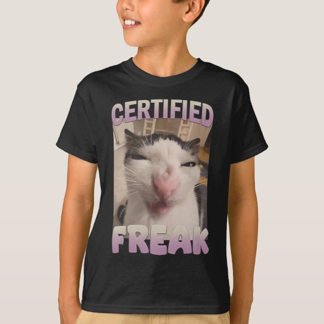 Camiseta Meme de meme de gato Freak certificado Memes ofens (Anverso)