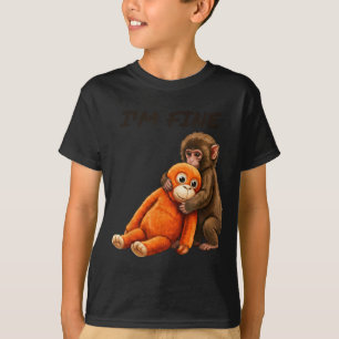 Camiseta Meme de mono triste golpeado con un juguete naranj