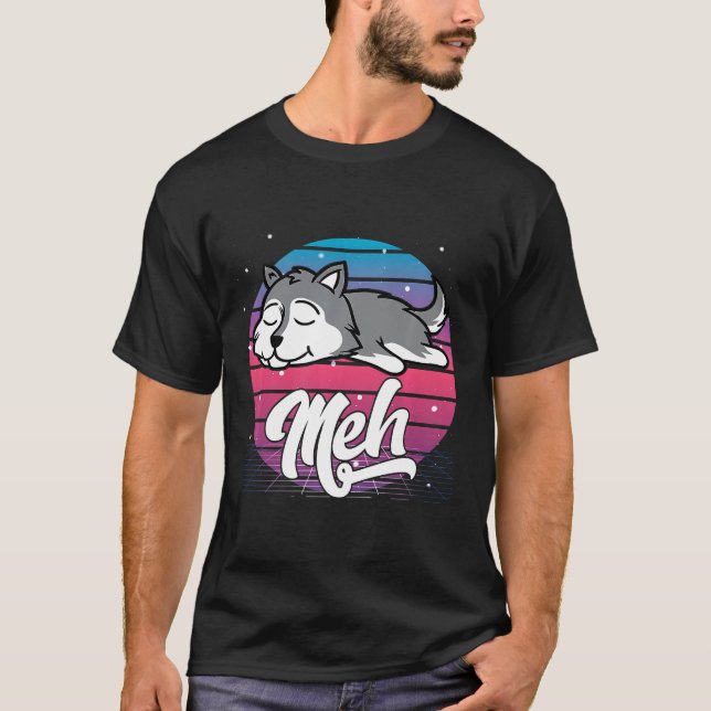 Camiseta Meme de Otaku japonés de vaporwave estético Meh Si (Anverso)