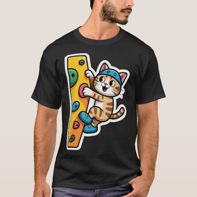 Camiseta Meme de pared de escalada de gato  (Anverso)