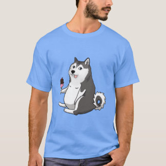 Camiseta meme de perro husky gordo doge