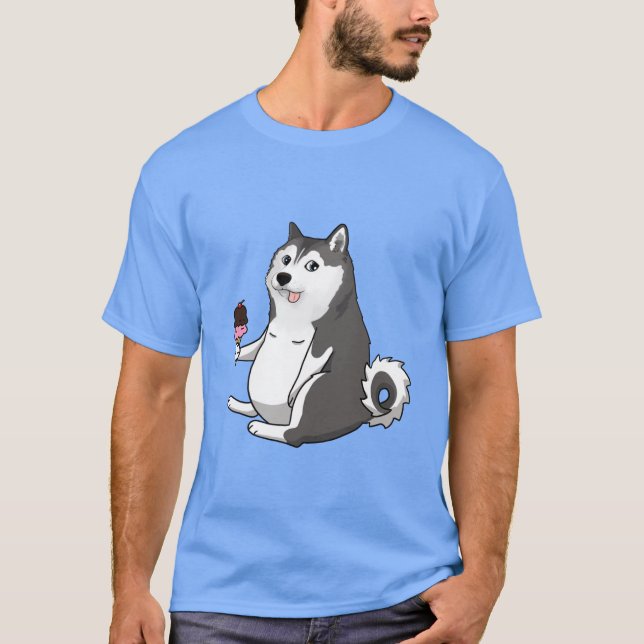 Camiseta meme de perro husky gordo doge (Anverso)