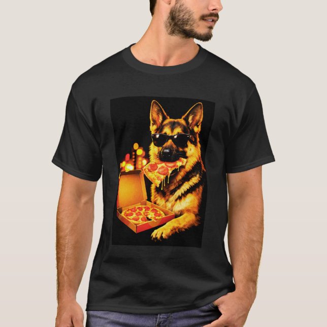 Camiseta Meme de perro Pastor Alemán Meme con Gafas de Sol  (Anverso)