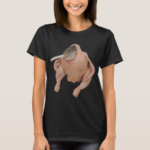 Camiseta Meme de pollo de cara de pez fumando un cigarrillo