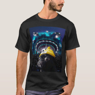 Camiseta Meme de pug Alien UFO Selfie Cute Dog