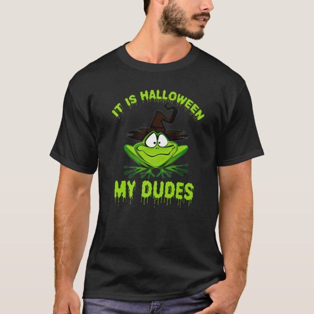 Camiseta Meme de Rana Es Halloween Mis Tipos (Anverso)