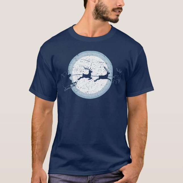 Camiseta Meme de Santas Silhouette Riding Sleigh Navidades (Anverso)