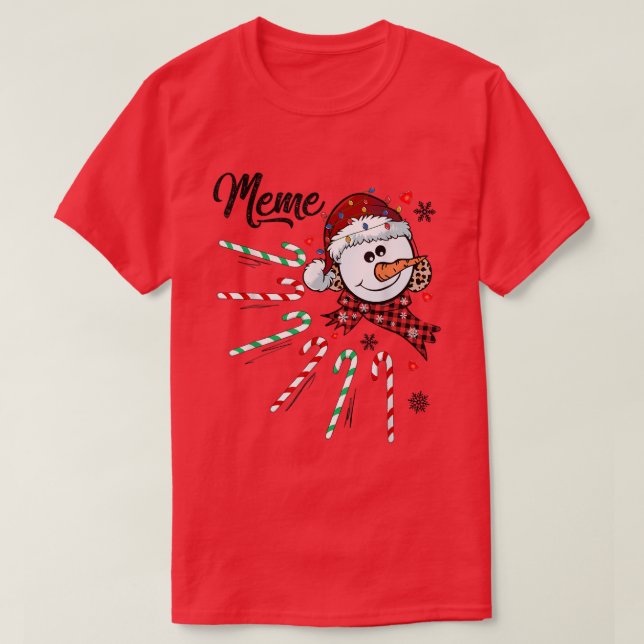 Camiseta Meme de Snowman Candy Cane Navidades navideños gra (Diseño del anverso)