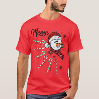 Camiseta Meme de Snowman Candy Cane Navidades navideños gra