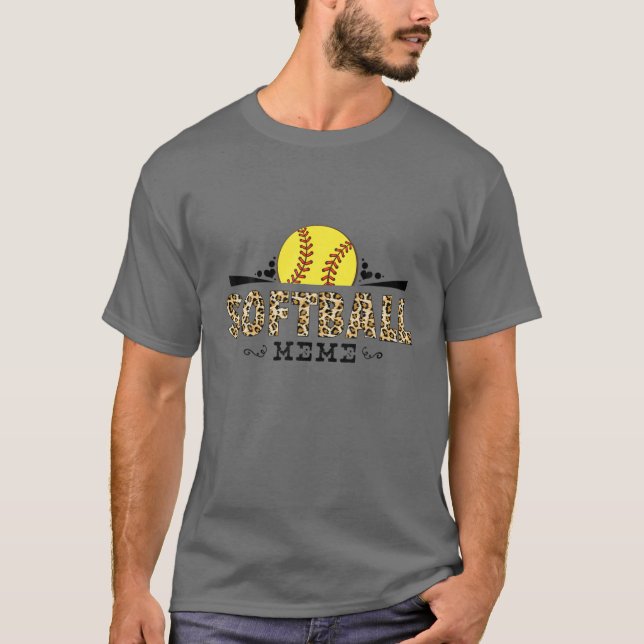 Camiseta Meme De Softball Leopard Pattern El Amante Del Día (Anverso)
