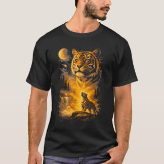 Camiseta Meme de Tigre Aullando a la Luna Animal 90S