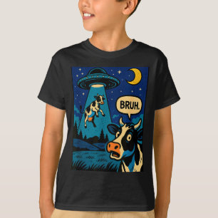 Camiseta Meme de Vaca Divertida Ovni Alien Zoológico Niños