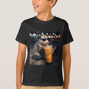 Camiseta Meme de zarigüeya divertida bebiendo café con hiel