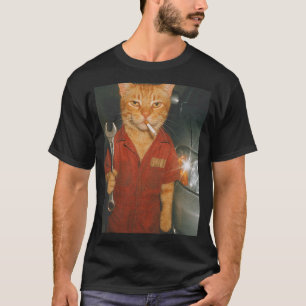 Camiseta Meme del Gato Fumador Mecánico