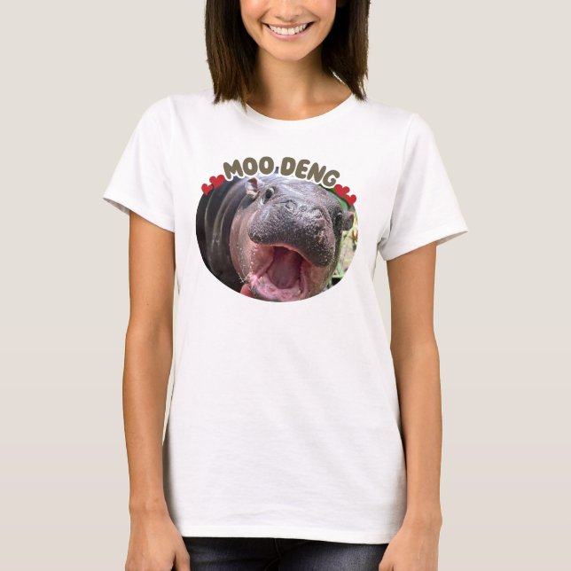 Camiseta Meme del hipopótamo feliz Moo Deng (Anverso)