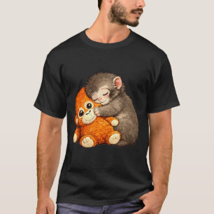 Camiseta Meme del mono golpeando animal de peluche abrazand