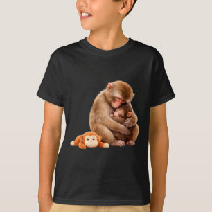 Camiseta Meme del mono golpeando animal de peluche abrazand