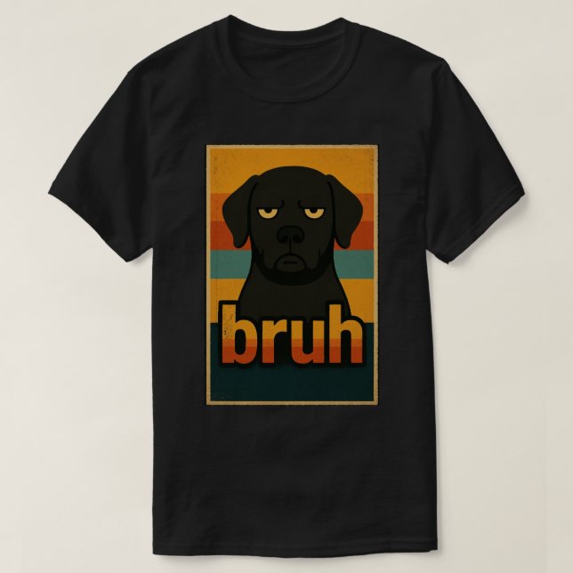 Camiseta Meme del perro negro gruñón “bruh” (Diseño del anverso)