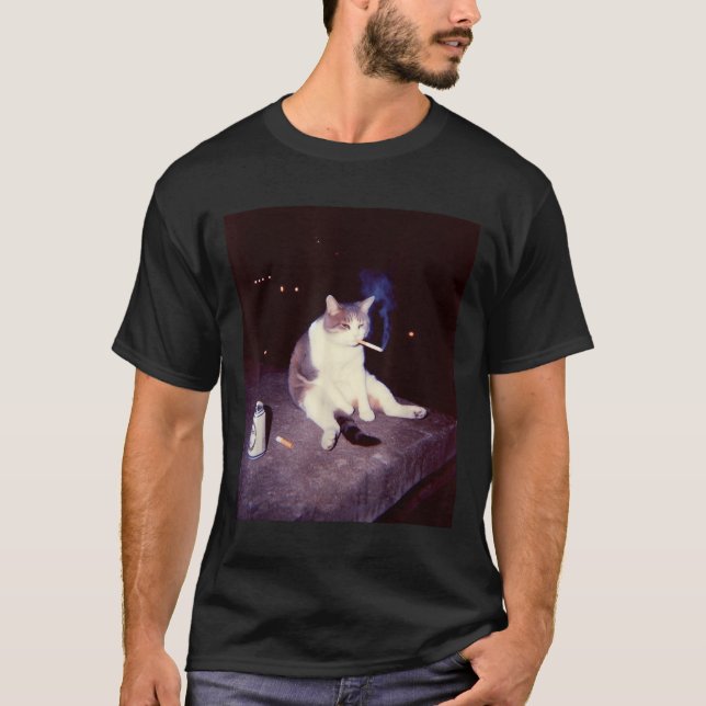 Camiseta Meme divertido Cigarette Kitten Brainrot Silly (Anverso)