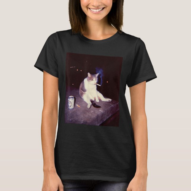 Camiseta Meme divertido Cigarette Kitten Brainrot Silly (Anverso)