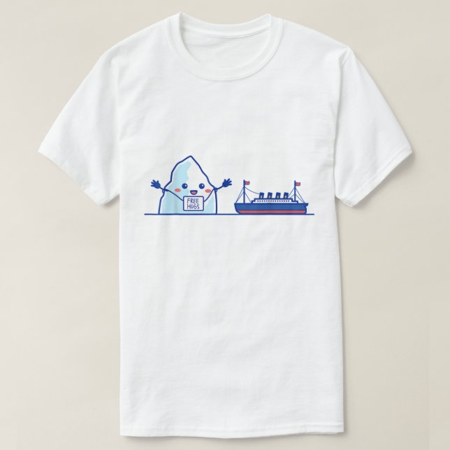 Camiseta Meme divertido de iceberg y barco con abrazos grat (Diseño del anverso)