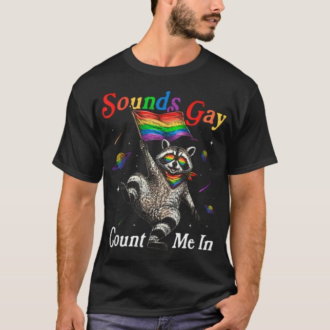 Camiseta Meme Divertido de Mapache Arcoíris Orgullo Lgbtq L (Anverso)