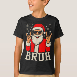 Camiseta Meme divertido de Navidad Bruh Santa Claus Adolesc