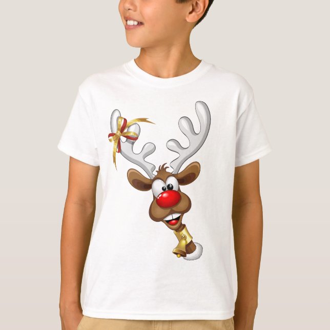 Camiseta Meme Divertido de Navidad de Reno Espiando (Anverso)