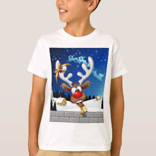 Camiseta Meme Divertido de Navidad de Reno Mirando