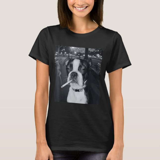 Camiseta Meme Divertido de Perro Fumando Cigarrillo Meme de (Anverso)