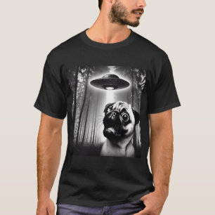 Camiseta Meme divertido de Pug con ovnis gráfico alienígena