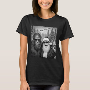 Camiseta Meme Divertido de Sasquatch Selfie Genial con Sant