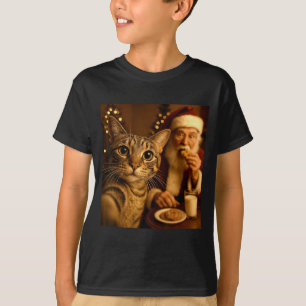 Camiseta Meme divertido de selfie de gato de Navidad con Sa