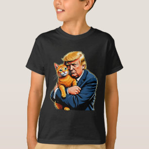 Camiseta Meme divertido de Trump abrazando gato naranja Ele