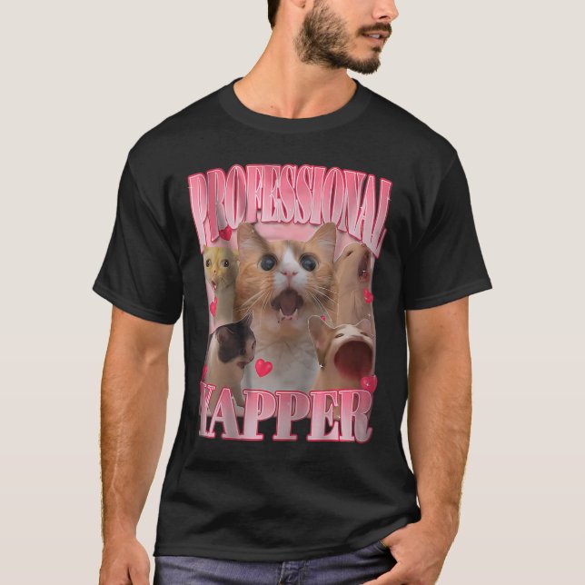 Camiseta Meme divertido de yapper Cat profesional (Anverso)