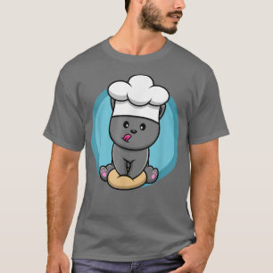 Camiseta Meme divertido Gray Kitten Cocinando al Chef Cat M