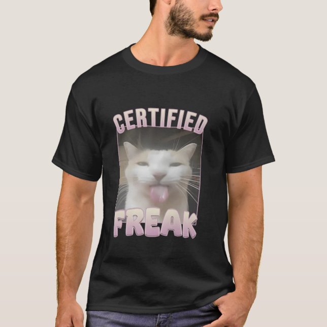 Camiseta Meme Freak Cat certificado (Anverso)