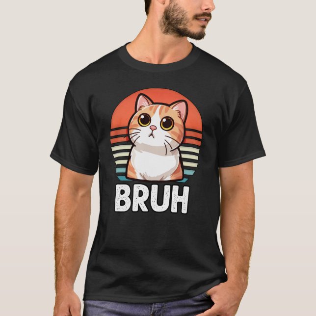 Camiseta Meme gracioso que dice Bruh con retro de gato (Anverso)