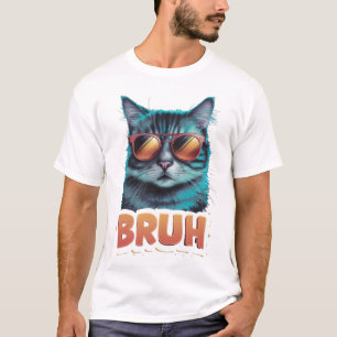 Camiseta Meme gracioso que dice Bruh con un gato saluda a l