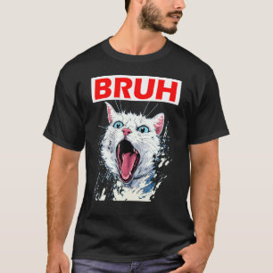 Camiseta Meme gracioso que dice Bruh con un gato saluda a l