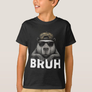 Camiseta Meme Gráfico Divertido Capybara Bruh Para Chicos C