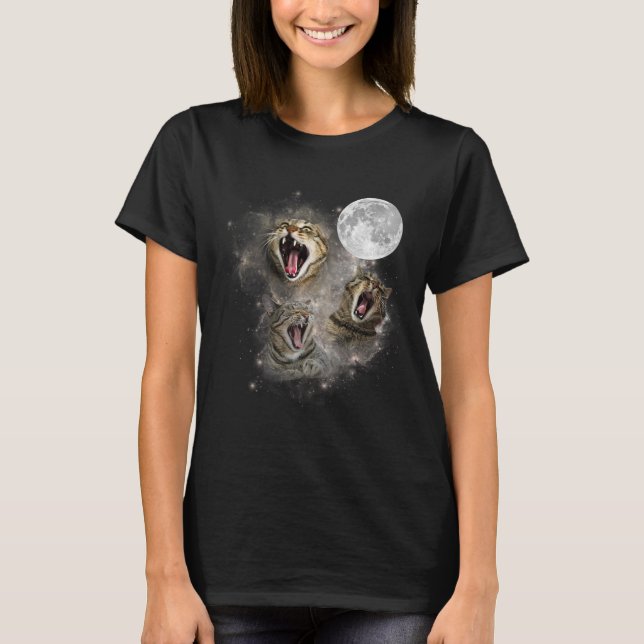 Camiseta Meme maldecido de tres gatos malvados de luna (Anverso)
