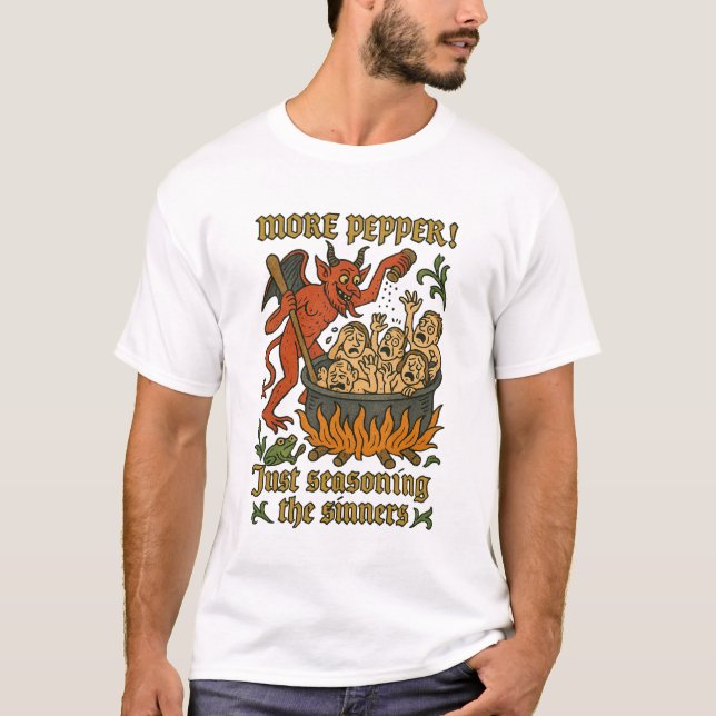 Camiseta Meme medieval divertido Personalizado del diablo H (Anverso)