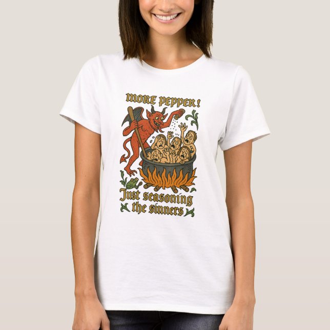 Camiseta Meme medieval divertido Personalizado del diablo H (Anverso)