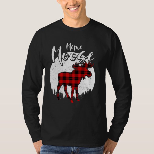 Camiseta Meme Moose Red Plaid Buffalo Familia Matanza Pajam (Anverso)