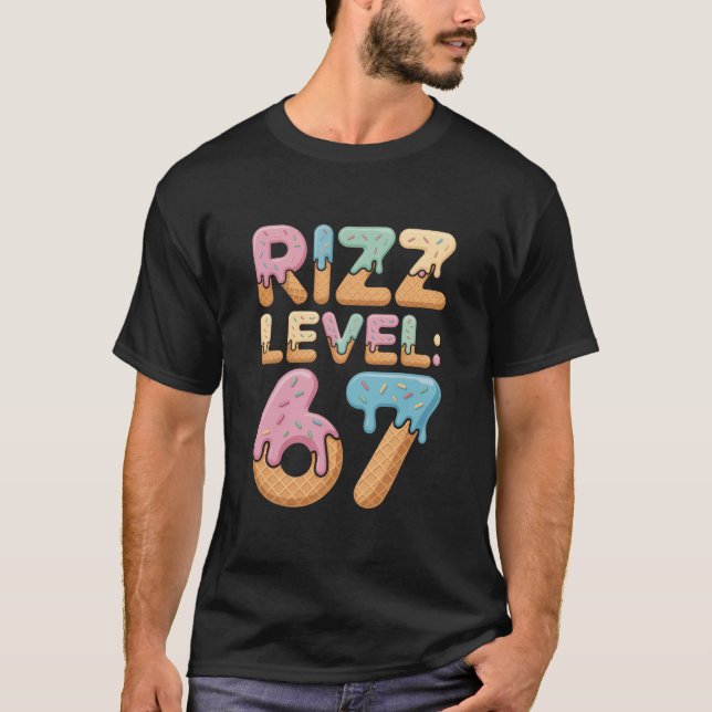 Camiseta Meme Nivel Rizz 67 Helado Goteo Meme Seis (Anverso)